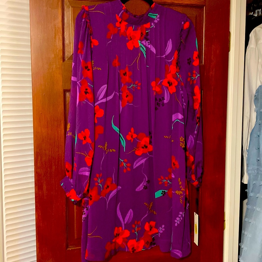 The perfect dress! Purple sheer sleeved above the knee dress! New with tags!